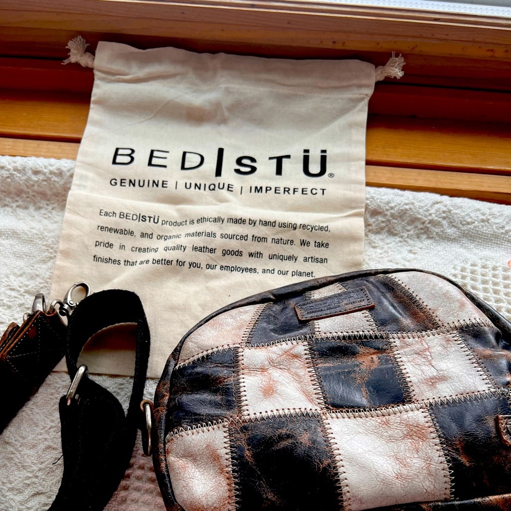 BED|STU Black and Brown Crossbody Bag Patchwork Design
